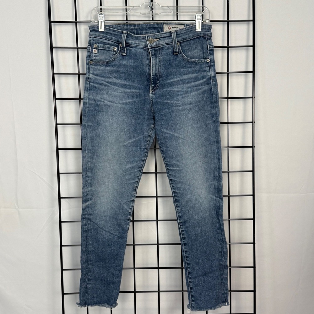 AG Adriano Goldschmied The Farrah Skinny Ankle Jeans Womens 28R Blue Raw Hem